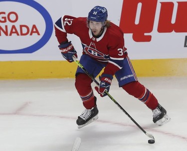 Montreal Canadiens centre Rem Pitlick (32) during first-period action in Montreal on Thursday, Jan. 27, 2022.