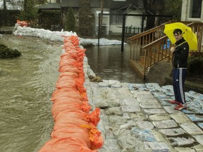 Pierrefonds resident Nicolas D'Alessandro walked down to  the Rivière-des-Prairies in Pierrefonds on April 27, 2019, to monitor the flooding situation. His residence was not immediately in peril.