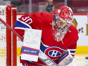 In three games with the Canadiens this season, Cayden Primeau has a 1-2-0 record with a 3.65 goals-against average and a .904 save percentage.