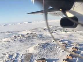 An Air Inuit flight takes off from a village along Quebec's Ungava coast in the Nunavik region. Air travel is what links a network of 14 villages across a territory twice the size of England. Credit: MONTREAL GAZETTE/Christopher Curtis.