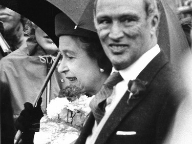 Queen Elizabeth and Prime Minister Pierre Trudeau in Ottawa in April 1982. Richard Arless Jr. / MONTREAL GAZETTE