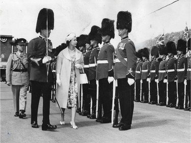 Queen Elizabeth inspects the guard of honour on arrival in Quebec in June 1959. MONTREAL GAZETTE