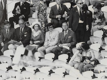 Queen Elizabeth and Prince Charles at the Olympic Pool in Montreal in July 1976. Tedd Church / MONTREAL GAZETTE