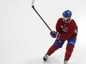 Canadiens' Paul Byron skates at the Brossard training rink in Montreal on Dec. 3, 2021. He is expected to make his season debut Sunday, Jan. 30, 2022, when the Canadiens play the Columbus Blue Jackets at the Bell Centre