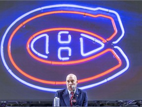 "The job was less intimidating than the press conference in French," new Canadiens GM Kent Hughes said about his first news conference at the Bell Centre.