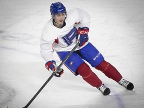 Laval Rocket's Cam Hillis during practice in Laval on Friday Feb. 11, 2022.