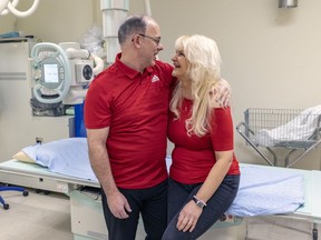 Ross Cardazzi and Vicki Krawczyk in an X-ray room at St. Mary's Hospital on Friday, Feb. 11, 2022. Cardazzi was 17 when he first met Krawczyk and says he knew right away "she was special."