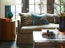 Colours abundant in nature create neutral and calming spaces. Crypton Home’s LYNX sofa fabric, through designers, www.JFFabrics.com.