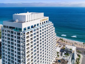 Conrad Fort Lauderdale Beach, an all-suite resort, is a landmark along the Atlantic coast.