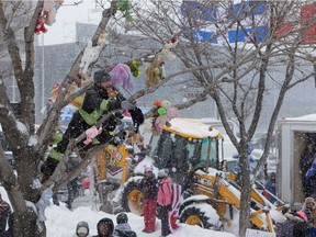 Protesters gather by the National Assembly in Quebec City Saturday Feb. 19, 2022.
