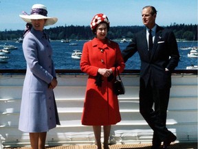 The Royal family relaxes as they sail on route to Victoria from Vancouver Harbour on May 3, 1971.