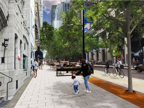 An artist's conception of the redesigned Peel St., between Ste-Catherine St. and de Maisonneuve Blvd.