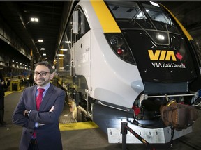 Federal Transport Minister Omar Alghabra in Montreal on Wednesday March 9, 2022 to announce new developments on the high-frequency Via Rail project for the Quebec City-Windsor corridor.