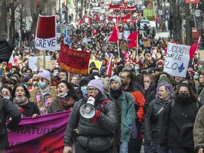 University and CEGEP students and supporters from across Quebec took part in a demonstration  on March 22, 2022, to demand free tuition.
