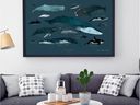 Properly arranged artwork can make or break the look of a room.  Whale Art Print, from $40, www.simons.ca