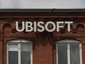 Ubisoft logo on the side of a brick building