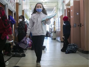 Quebec elementary and high school students no longer have to wear masks in classrooms, but they're still mandatory in hallways, common areas and on school buses.