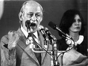 Premier René Lévesque addresses a crowd at the Paul Sauvé arena in Montreal on May, 20, 1980.