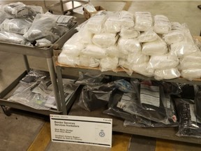 A photo supplied by the RCMP shows bags of drugs seized from 23-year-old Quebec City truck driver Arshdeep Singh after a Jan. 13 inspection by Canada Border Services of a truck at the Blue Water Bridge in Point Edward, Ont.