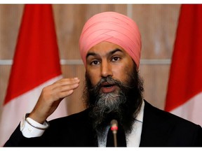 Federal New Democratic Party leader Jagmeet Singh speaks at a news conference in Ottawa Tuesday. His party has agreed to prop up the minority Liberals until 2025 in return for certain concessions.