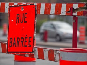 Road construction in Montreal