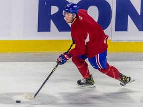 Laval Rocket's Lucas Condotta during practice at Place Bell in Laval on April 5, 2022.