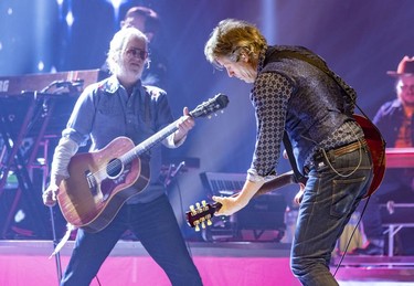 Blue Rodeo's Greg Keelor, left, and Jim Cuddy in concert at Place des Arts in Montreal Wednesday, April 6, 2022.