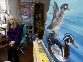 Lisa Kimberly Glickman, in her home art studio in Beaconsfield, has launched a new colouring book with proceeds from sale profits to benefit the McGill Bird Observatory.