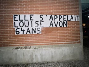 The Collages Féminicides Montréal collective posted signs this week with the names of women believed to be victims of femicide.