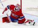 Montreal Canadiens' Carey Price makes a save in the third period against the Tampa Bay Lightning during the Stanley Cup finals in Montreal on July 2, 2021.