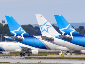 Air Transat aircraft parked at Trudeau Airport in Dorval.