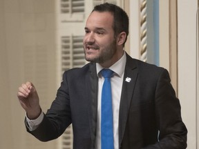 Mathieu Lacombe speaks at the National Assembly