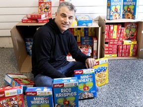 Montrealer David Lisbona buys cereal at a deep discount, stores it in his garage, then donates it to food banks.