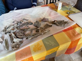 Remains of Dakota KG 356 found in a farmer's field in Bensenneville, France.