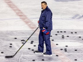Laval Rocket head coach Jean-François Houle during practice at the Place Bell Sports Complex in Laval on May 11, 2022.