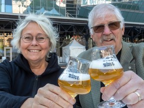 Microbrewing is "an incredibly important industry now," says Peter McAuslan, with Mondial de la bière co-founder Jeannine Marois at Windsor Station. "But at the beginning, there were people who didn’t really want us to succeed."