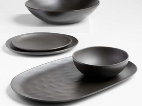 Style and safety go hand in hand with durable melamine and bamboo tableware. Audley Grey Bamboo and Melamine Dinnerware Collection, from $11, www.crateandbarrel.ca