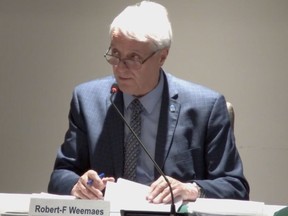 Robert-F. Weemaes, pictured here at a recent city council meeting webcast, announced his resignation as director general of Pointe-Claire. His last day of work for the city will be Aug. 26, 8 years to the day after he started.
