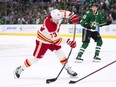 Calgary Flames' Tyler Toffoli takes a shot against the Dallas Stars during the second period of Game 6 at American Airlines Center on May 13, 2022 in Dallas.