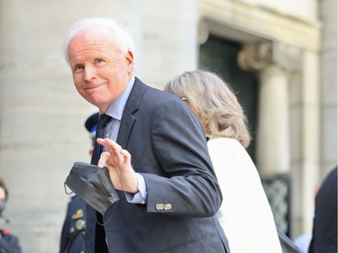 Former Montreal Canadiens teammate Doug Jarvis arrives for Guy Lafleur's funeral.