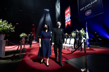 Montreal Mayor Valerie Plante attends the visitation for Montreal Canadiens legend Guy Lafleur at the Bell Centre on May 1, 2022.