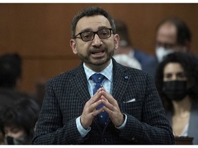 Minister of Transport Omar Alghabra rises during Question Period, Thursday, March 24, 2022 in Ottawa.