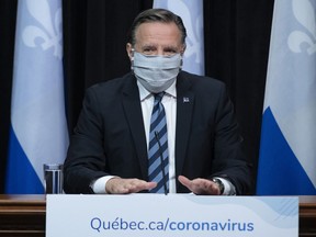 In the early days of the pandemic, Quebec said masks were not a priority measure. That changed on May 12, 2020, when Premier François Legault appeared in public with a face mask for the first time.