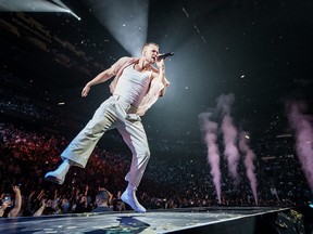 Imagine Dragons frontman Dan Reynolds performs at the Bell Centre on May 4, 2022.