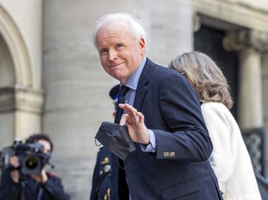 Former Montreal Canadiens teammate Doug Jarvis arrives for the funeral for Guy Lafleur at Mary Queen of the World Cathedral in Montreal Tuesday, May 2, 2022.