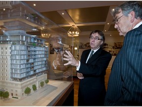 Architect Claude Provencher, left, chats with Jeffrey Mayes, V.P. Sotheby's International, about the renovations to be done to the Ritz-Carlton Hotel in Montreal in 2008.