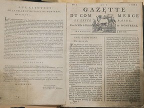 First issue of the Gazette in bound edition, at the Rare Book room of McGill library.