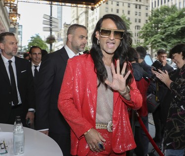 Stylist Cary Tauben arrives at the Grand Prix Party at the Ritz-Carlton Hotel in Montreal Friday, June 17, 2022.