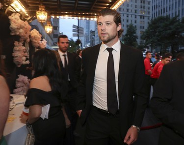 Montreal Canadiens player Josh Anderson arrives at the Grand Prix Party at the Ritz-Carlton Hotel in Montreal Friday, June 17, 2022.