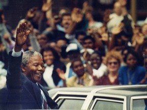 Nelson Mandela arrives at Union United Church in Montreal on June 19, 1990.